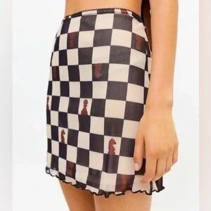 Urban Outfitters Black and White Checkered Mini Skirt